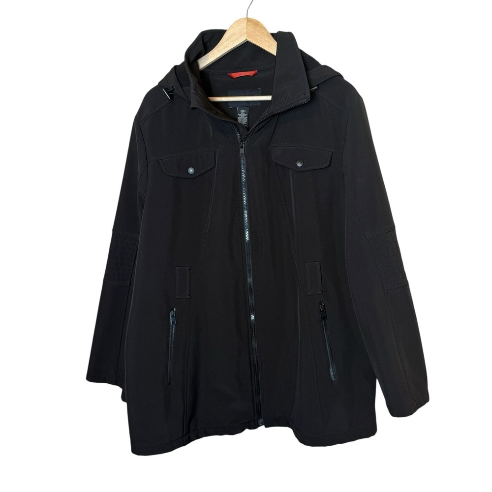 London Fog Women's Black Coat Jacket‎ Detachable Hood No Belt Outdoor Winter XXL